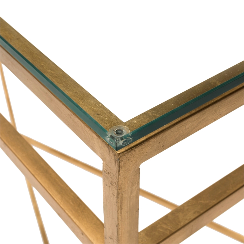 Safavieh Baumgarten Iron and Tempered Glass Console Table in Gold