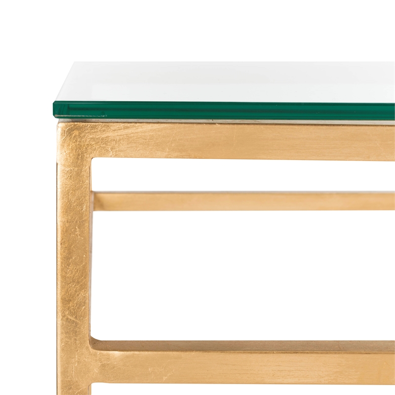 Safavieh Baumgarten Iron and Tempered Glass Console Table in Gold