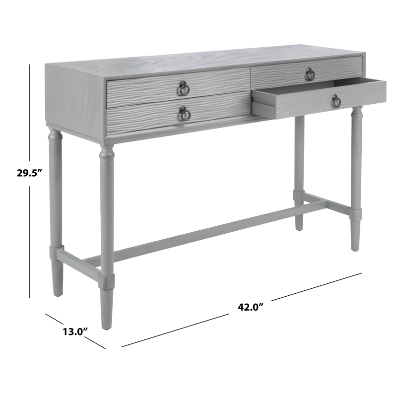 Safavieh Aliyah Wood and Metal 4 Drawer Console Table in Gray