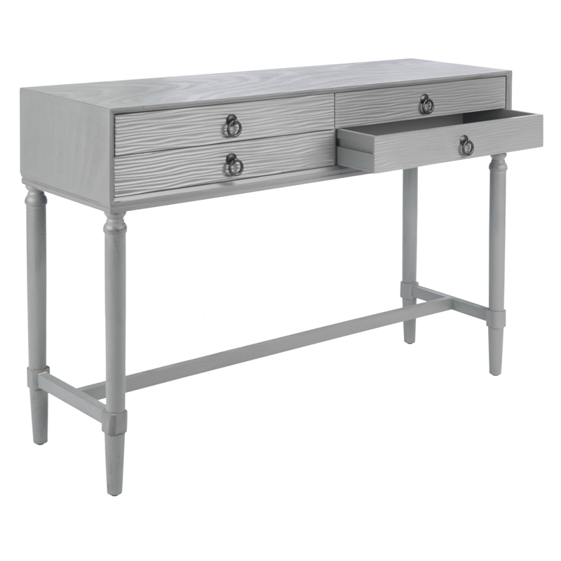 Safavieh Aliyah Wood and Metal 4 Drawer Console Table in Gray