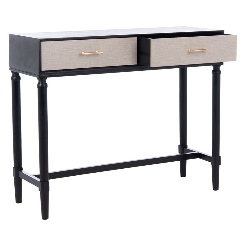 Safavieh Estella Wood and Metal 2 Drawer Console Table in Black