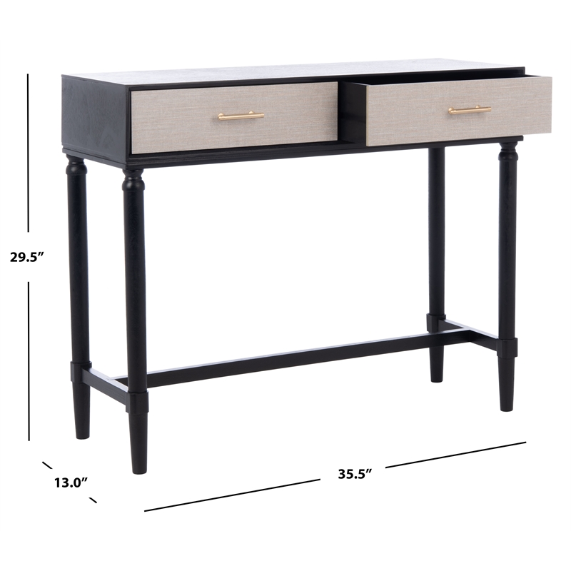 Safavieh Estella Wood and Metal 2 Drawer Console Table in Black