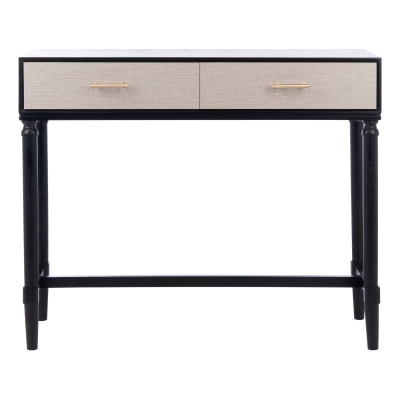 Safavieh Estella Wood and Metal 2 Drawer Console Table in Black
