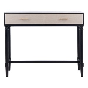 Safavieh Estella Wood and Metal 2 Drawer Console Table in Black