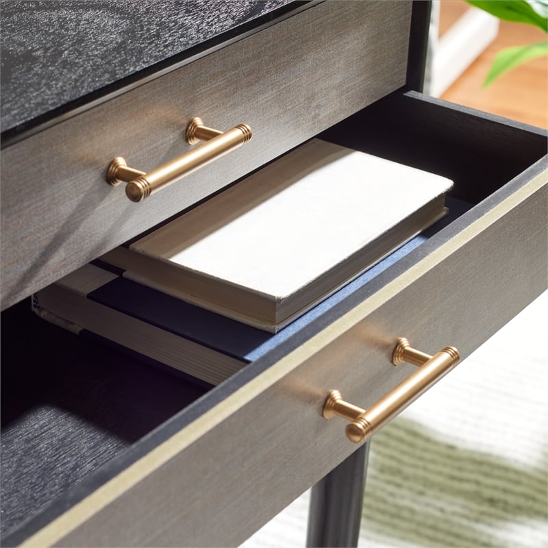 Safavieh Estella Wood and Metal 4 Drawer Console Table in Black