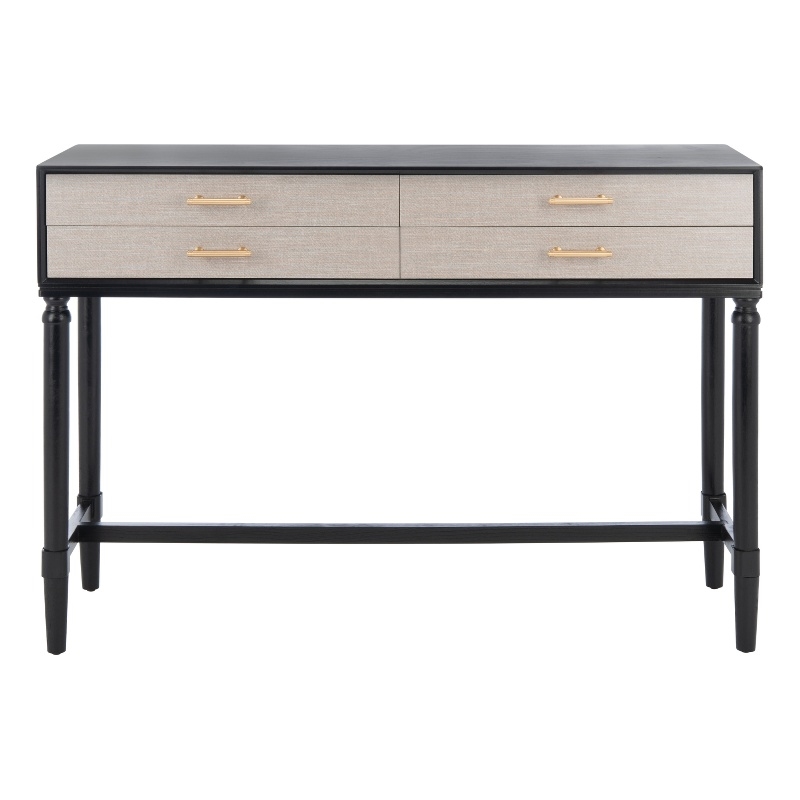 Safavieh Estella Wood and Metal 4 Drawer Console Table in Black