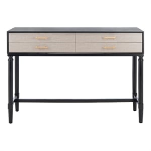 Safavieh Estella Wood and Metal 4 Drawer Console Table in Black