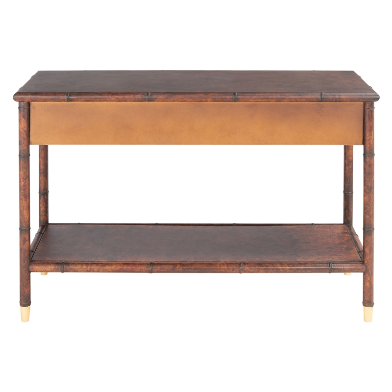 Safavieh TudorWood and Metal 2  Drawer 1 Shelf Console Table in Brown / Gold