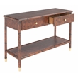 Safavieh TudorWood and Metal 2  Drawer 1 Shelf Console Table in Brown / Gold