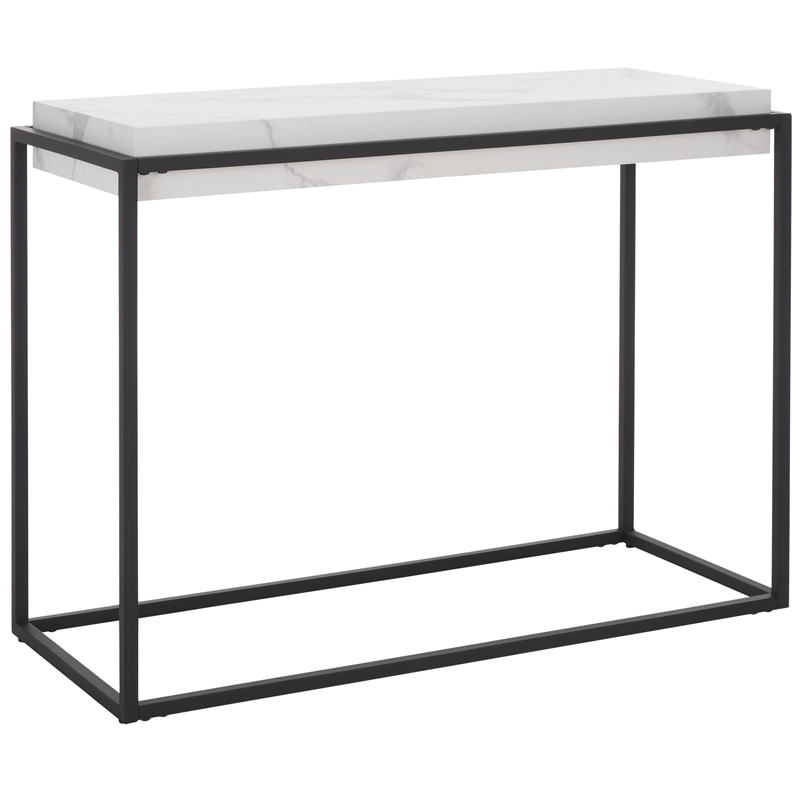Safavieh Edgefield Wood and Metal Console Table in White / Marble / Black