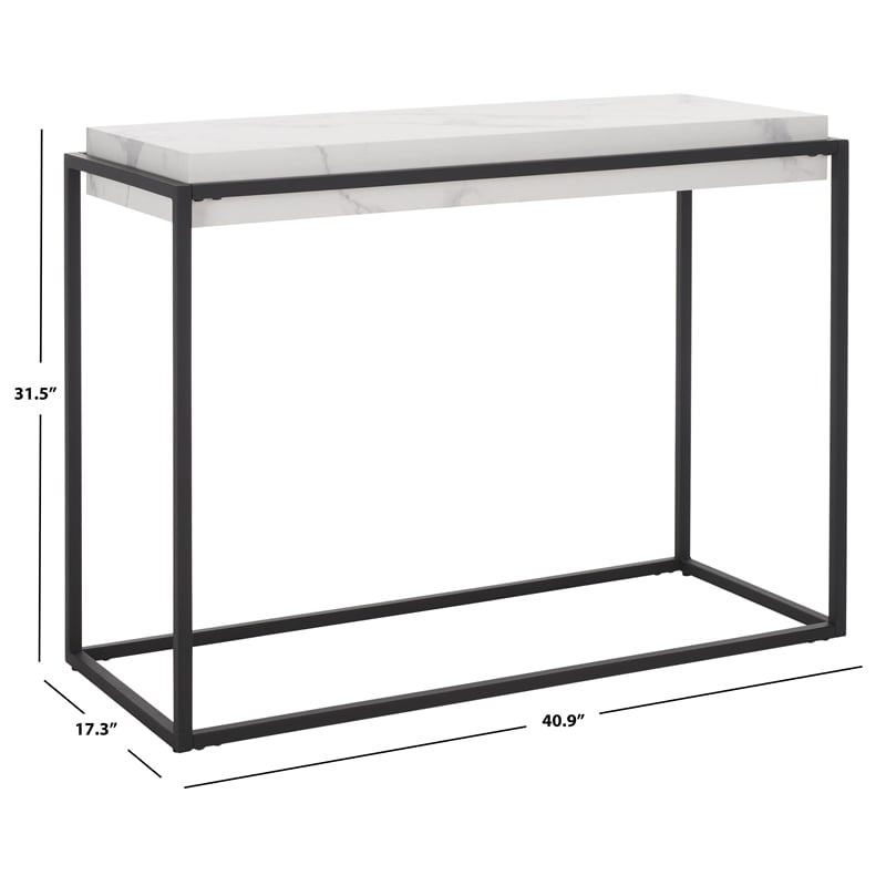 Safavieh Edgefield Wood and Metal Console Table in White / Marble / Black