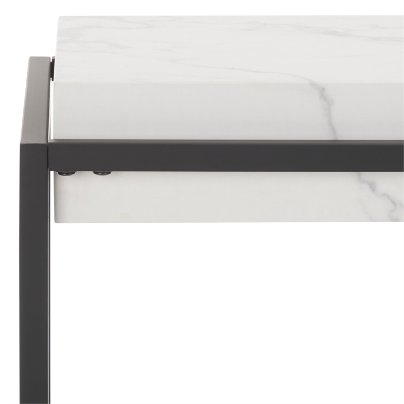 Safavieh Edgefield Wood and Metal Console Table in White / Marble / Black