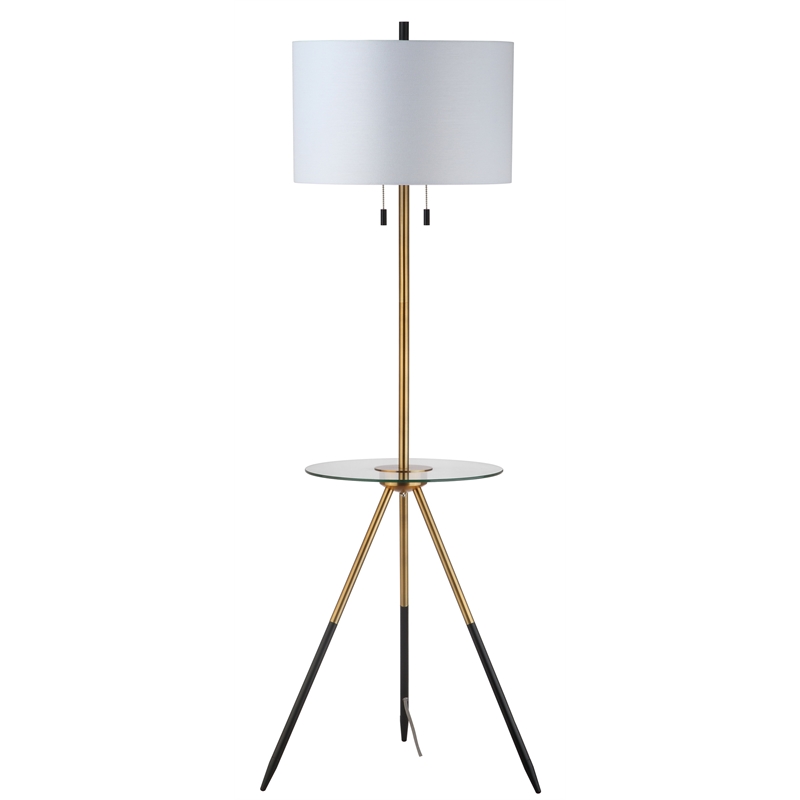 Safavieh Morrison Metal Floor Lamp Side Table in Gold / Black