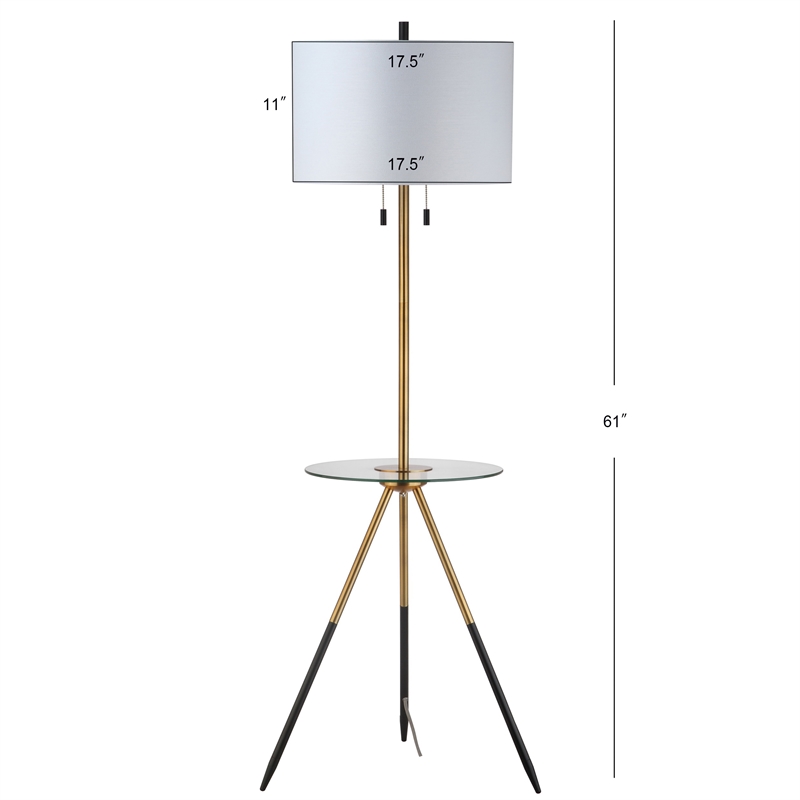 Safavieh Morrison Metal Floor Lamp Side Table in Gold / Black