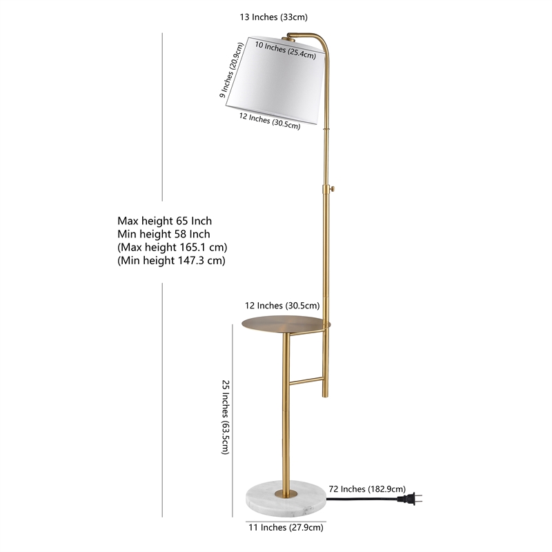 Safavieh Sorsi Iron and Marble Floor Lamp in Gold