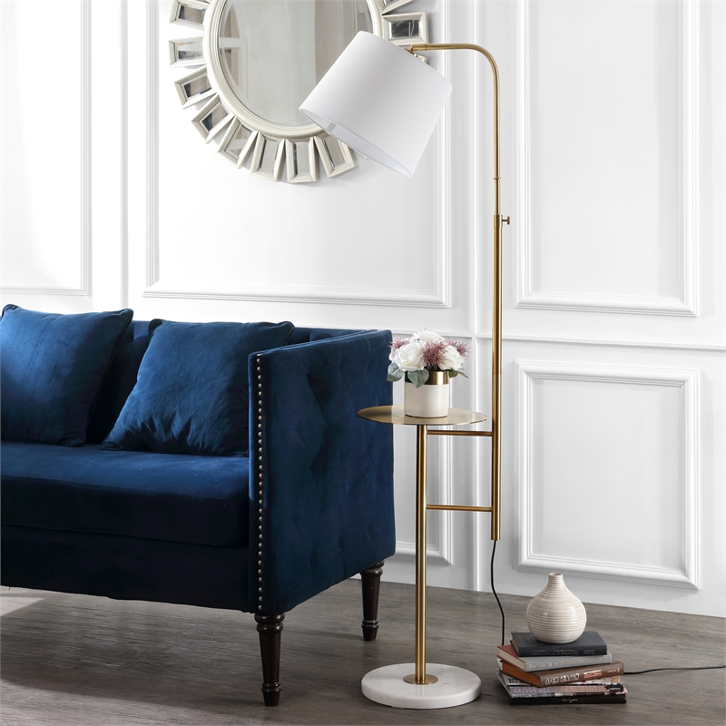 Safavieh Sorsi Iron and Marble Floor Lamp in Gold
