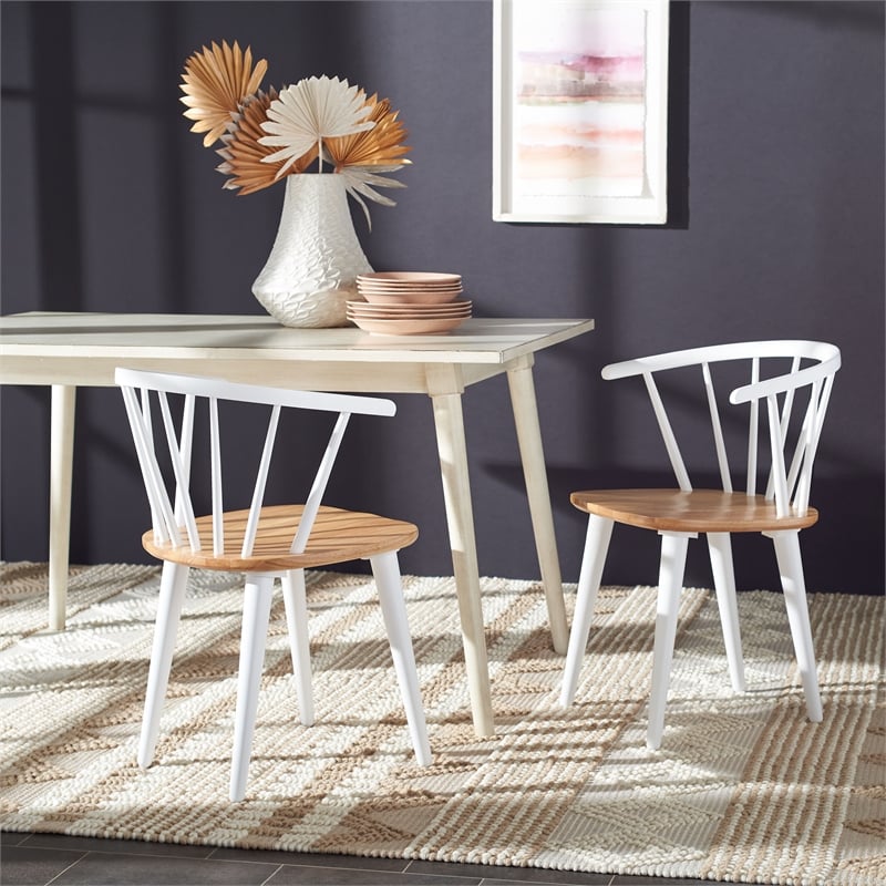 Safavieh Blanchard Wood  Side Chair in Natural / White