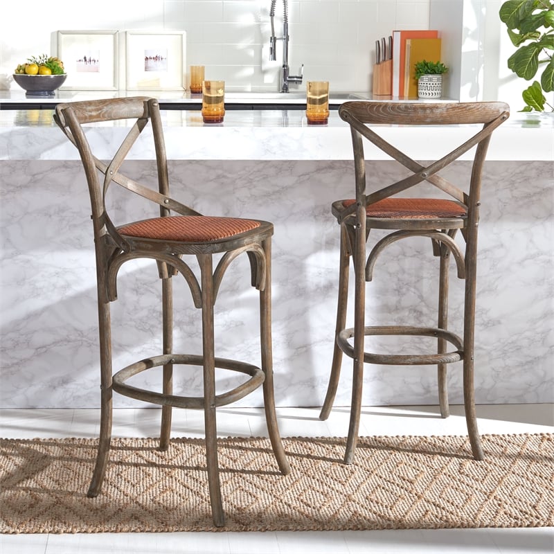Safavieh Franklin Wood Barstool in Gray