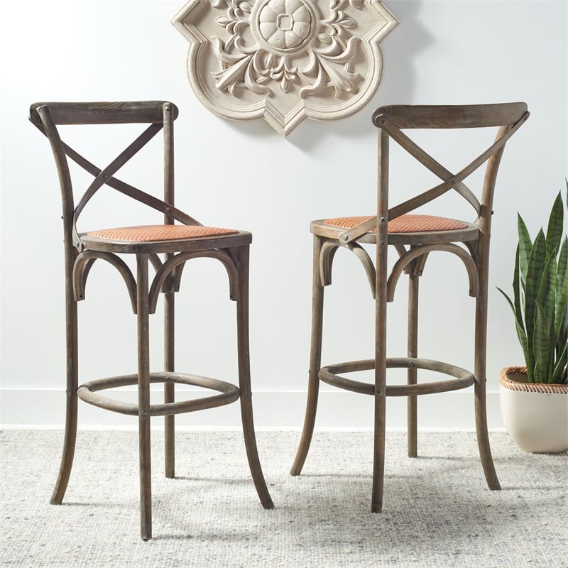 Safavieh Franklin Wood Barstool in Gray