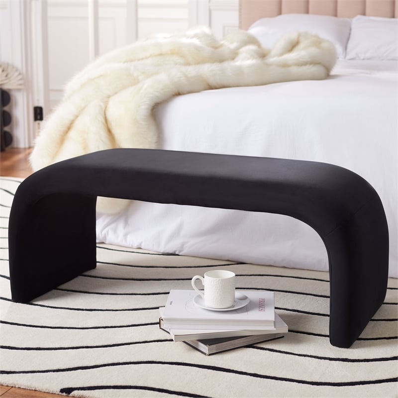 Safavieh Tenko Wood and Fabric Bench in Black