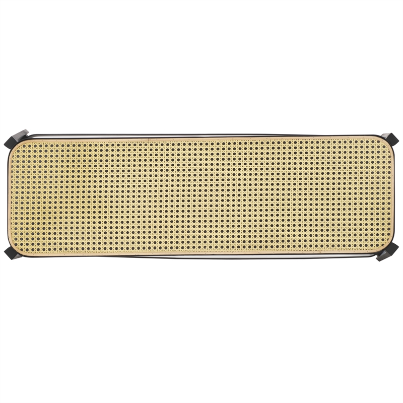 Safavieh Jaguar Wood and Iron Cane Bench  in Black / Natural