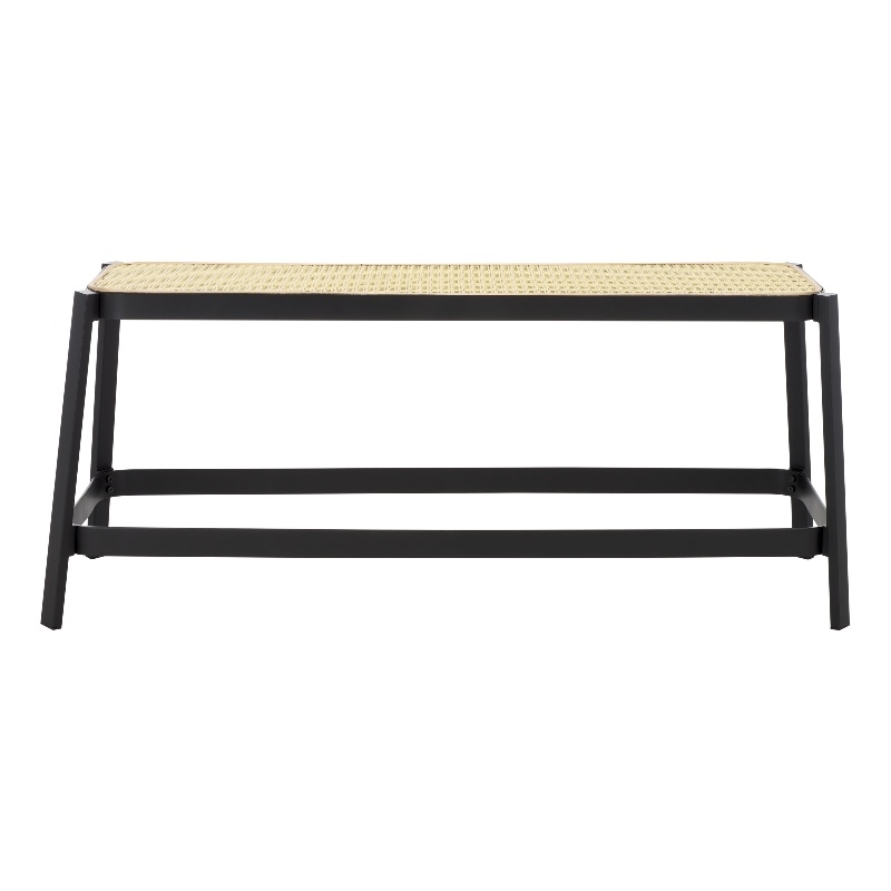 Safavieh Jaguar Wood and Iron Cane Bench  in Black / Natural
