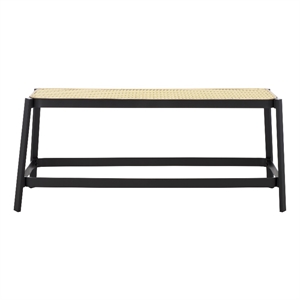 Safavieh Jaguar Wood and Iron Cane Bench  in Black / Natural