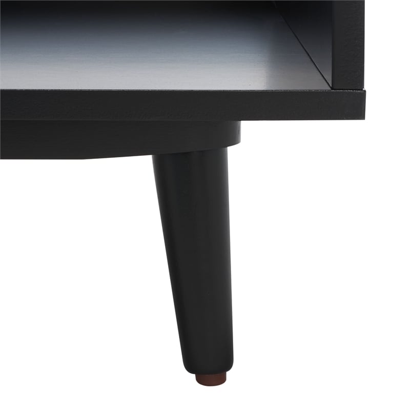 Safavieh Cricket Wood and Fabric Open Shelf Bench W/Cushion in Cream / Black