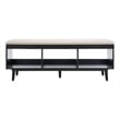 Safavieh Cricket Wood and Fabric Open Shelf Bench W/Cushion in Cream / Black