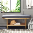 Safavieh Iona Wood and Metal Open Shelf Bench W/Cushion in Gray /Natural