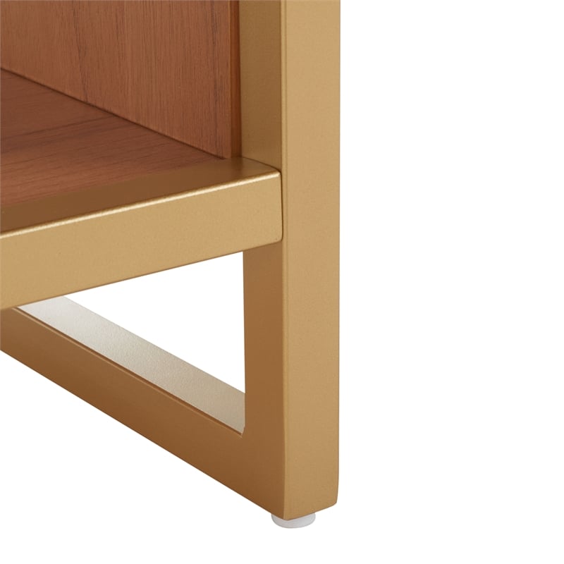 Safavieh Iona Wood and Metal Open Shelf Bench W/Cushion in Gray /Natural