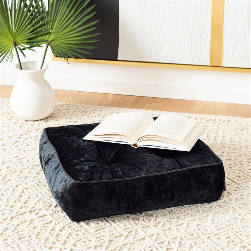 Safavieh Primrose Velvet Floor Pillow in Black