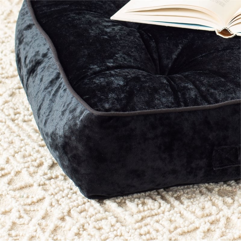 Safavieh Primrose Velvet Floor Pillow in Black
