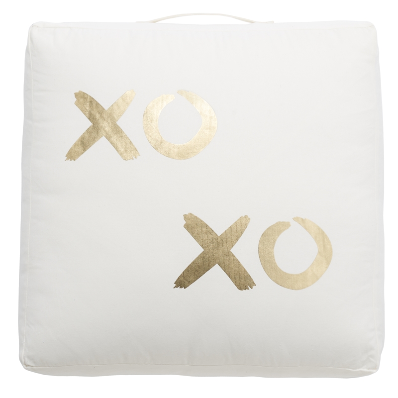 Safavieh Hugs and Kisses Cotton Floor Pillow in Beige / Gold