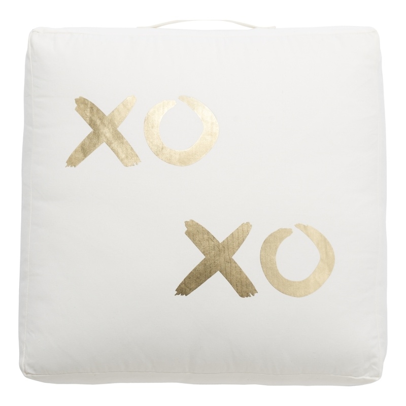 Safavieh Hugs and Kisses Cotton Floor Pillow in Beige / Gold