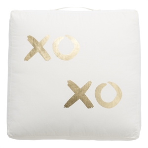 Safavieh Hugs and Kisses Cotton Floor Pillow in Beige / Gold