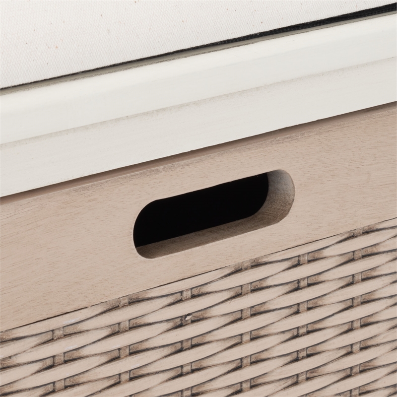 Safavieh Landers Wood 2 Drawer Cushion Bench  in White