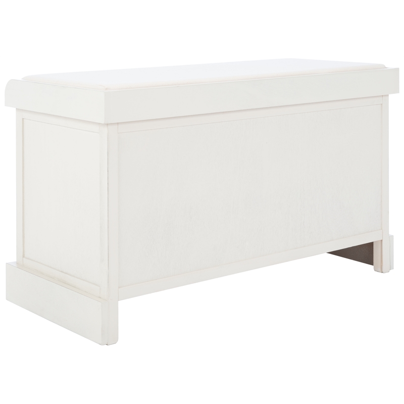 Safavieh Landers Wood 2 Drawer Cushion Bench  in White