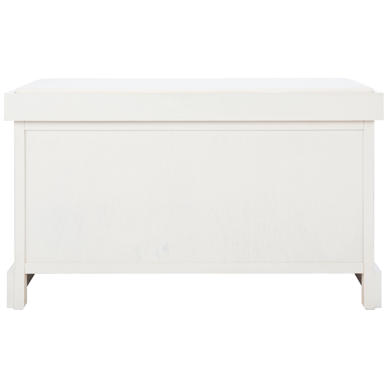 Safavieh Landers Wood 2 Drawer Cushion Bench  in White