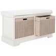 Safavieh Landers Wood 2 Drawer Cushion Bench  in White