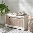 Safavieh Landers Wood 2 Drawer Cushion Bench  in White