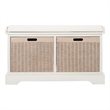 Safavieh Landers Wood 2 Drawer Cushion Bench  in White