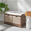 Safavieh Landers Wood 2 Drawer Cushion Bench in Brown