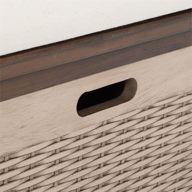 Safavieh Landers Wood 2 Drawer Cushion Bench in Brown