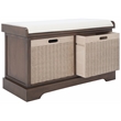 Safavieh Landers Wood 2 Drawer Cushion Bench in Brown