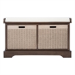 Safavieh Landers Wood 2 Drawer Cushion Bench in Brown