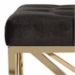 Safavieh Farah Velvet and Metal Tufted Rectangular Bench in Black / Gold