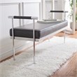 Safavieh Pim Iron and Fabric Long Rectangle Bench W/Arms in Black/Chrome