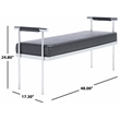 Safavieh Pim Iron and Fabric Long Rectangle Bench W/Arms in Black/Chrome