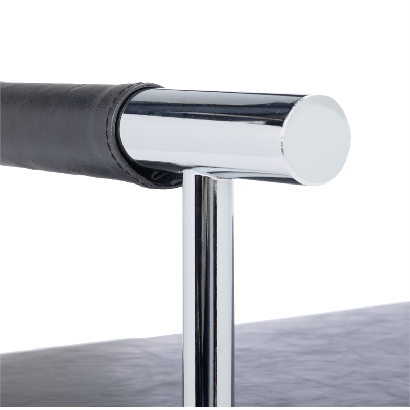 Safavieh Pim Iron and Fabric Long Rectangle Bench W/Arms in Black/Chrome